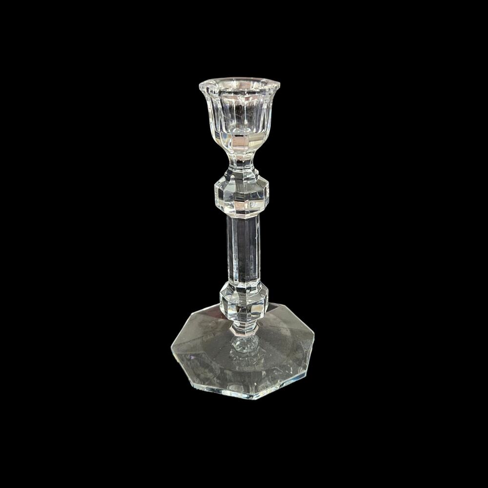 Riedel Crystal Candlestick Candle Holder Clear Faceted Octagon Base Austria